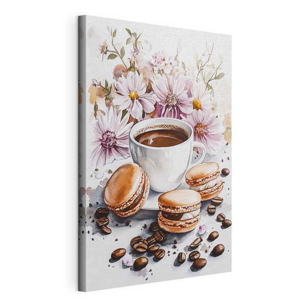 Acquerello raffigurante una tazza di caffè e dei biscotti Quadri Acquerello raffigurante una tazza di caffè e dei biscotti
