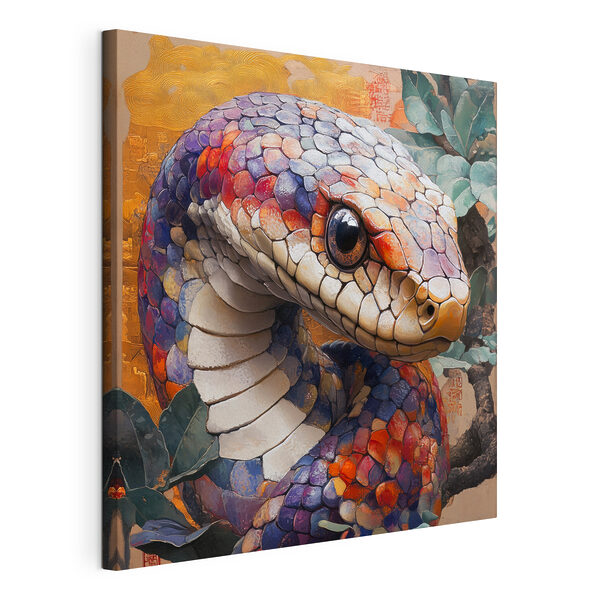 Serpente colorato con foglie Quadri Serpente colorato con foglie