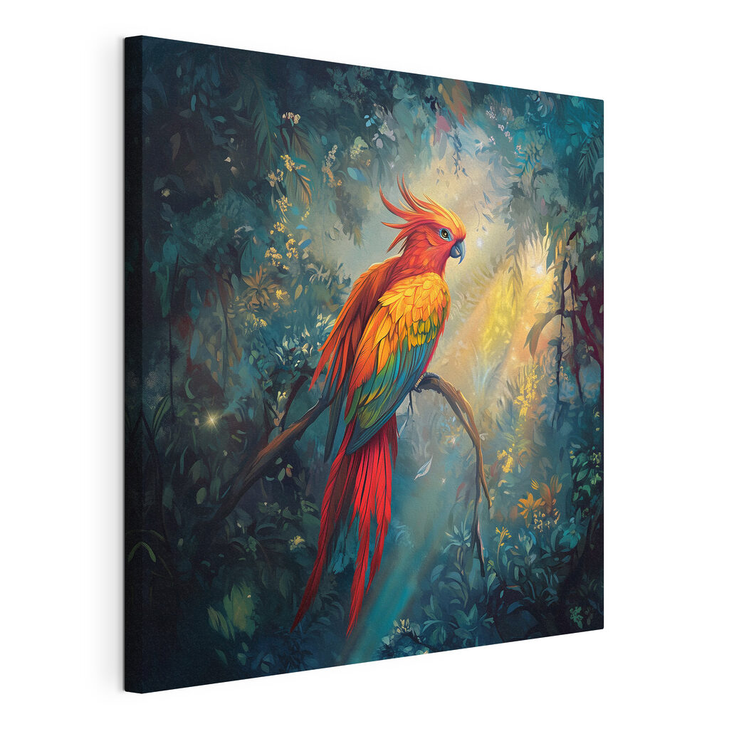 Colorful bird sitting on a branch in a forest Colorful bird sitting on a branch in a forest