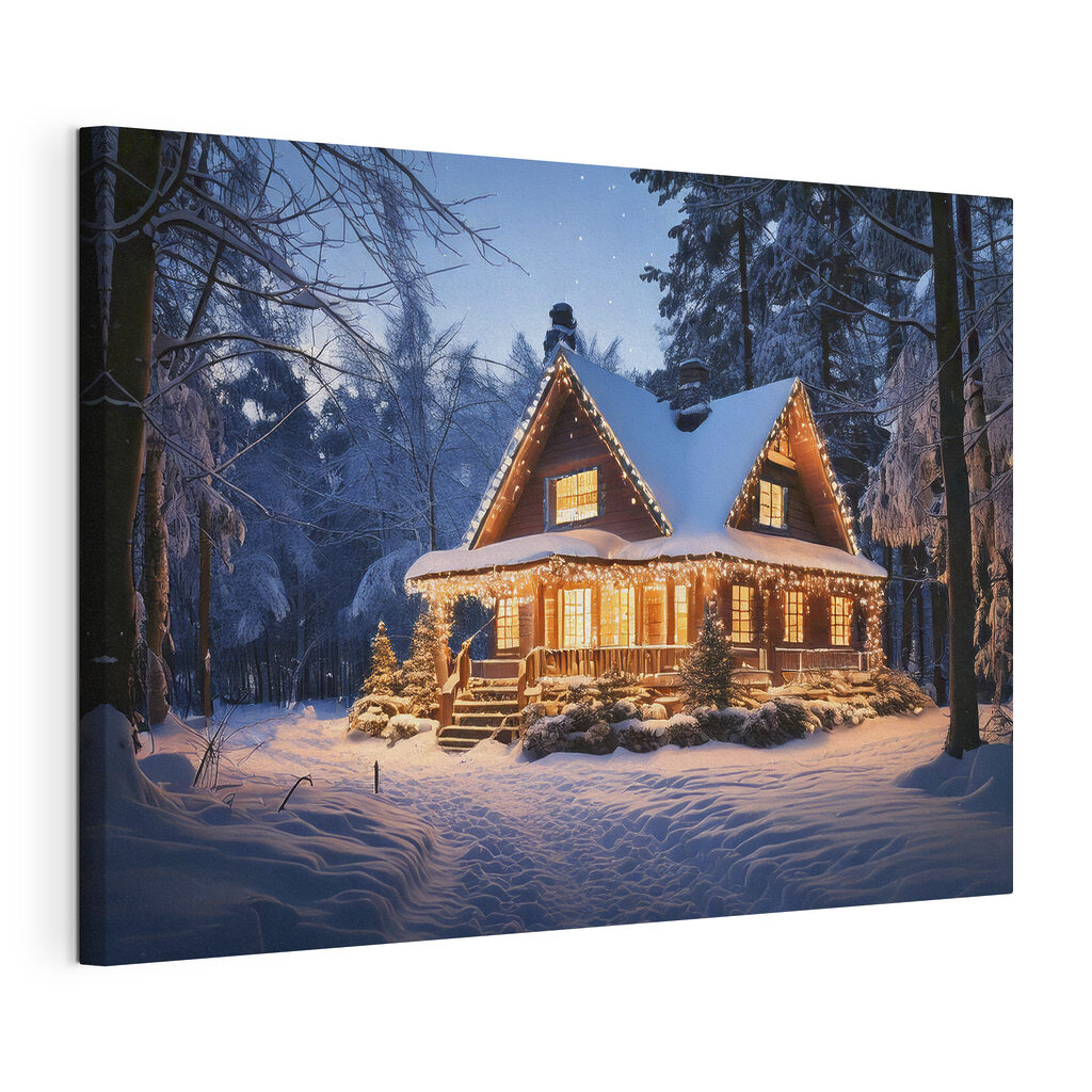 House with lights on it in the snow House with lights on it in the snow