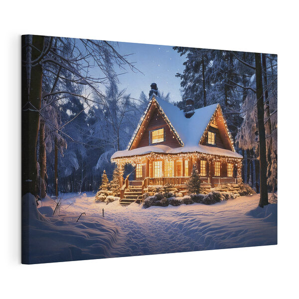 Quadri Quadri Casa illuminata nella neve (COD: s41997)