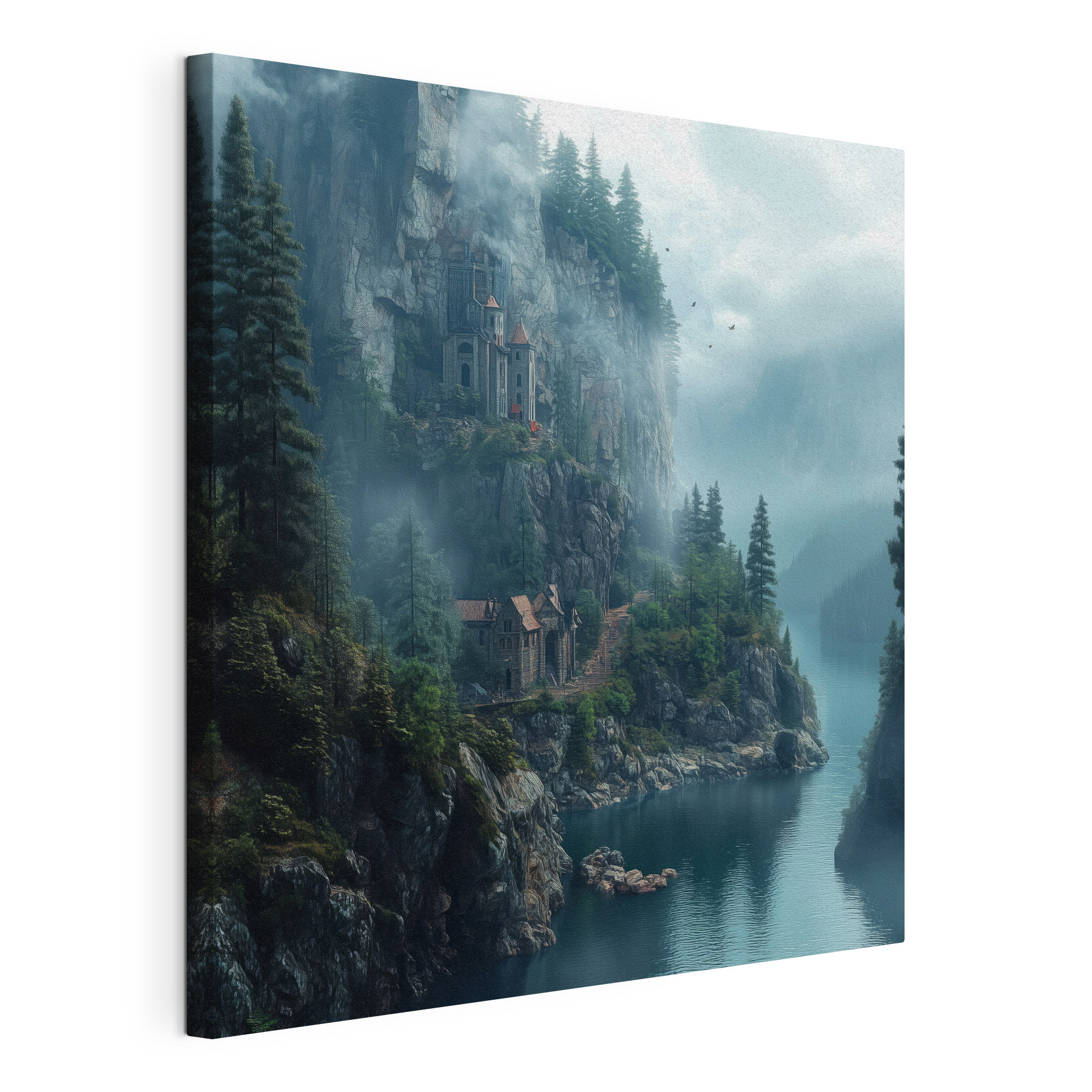 River with a house on a cliff River with a house on a cliff