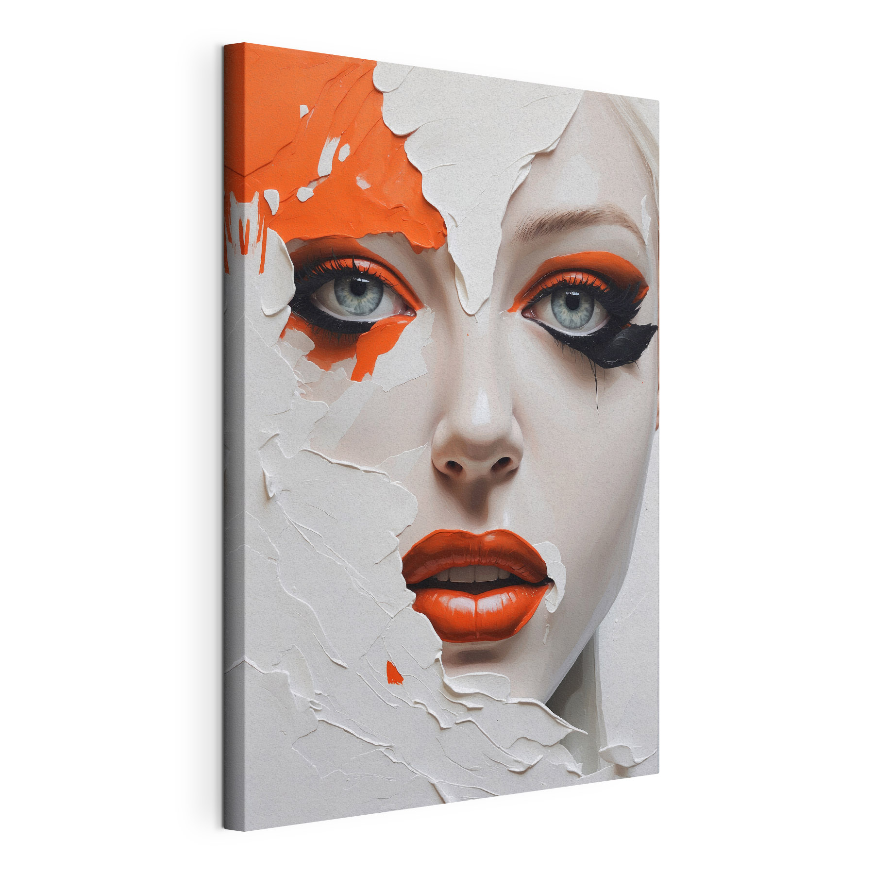 Woman with orange and black makeup Woman with orange and black makeup