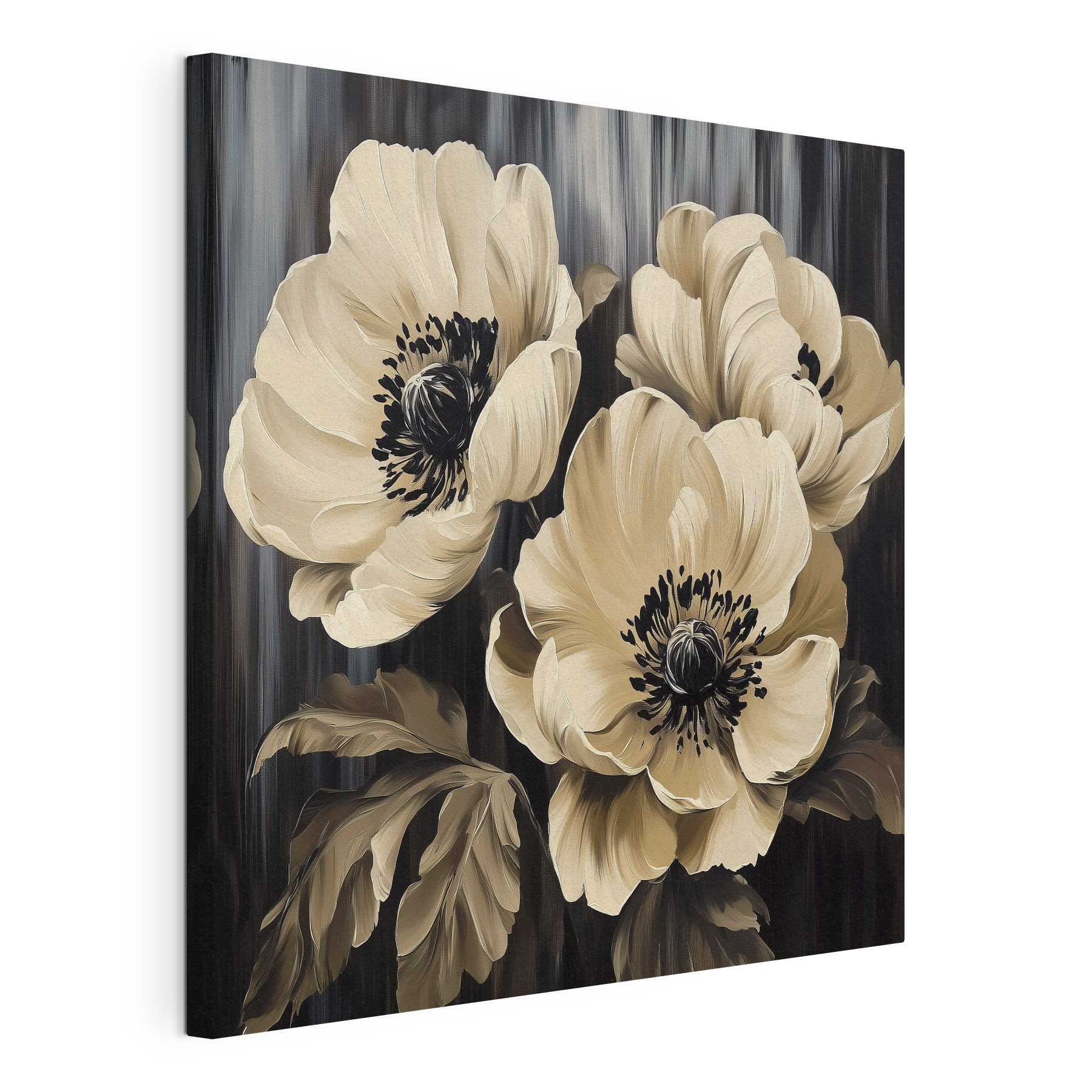 Painting of flowers on a black background