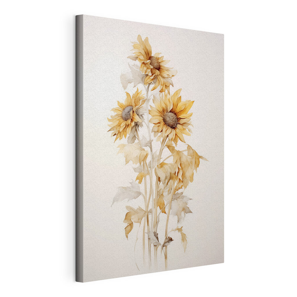 Painting of sunflowers on a white background Painting of sunflowers on a white background