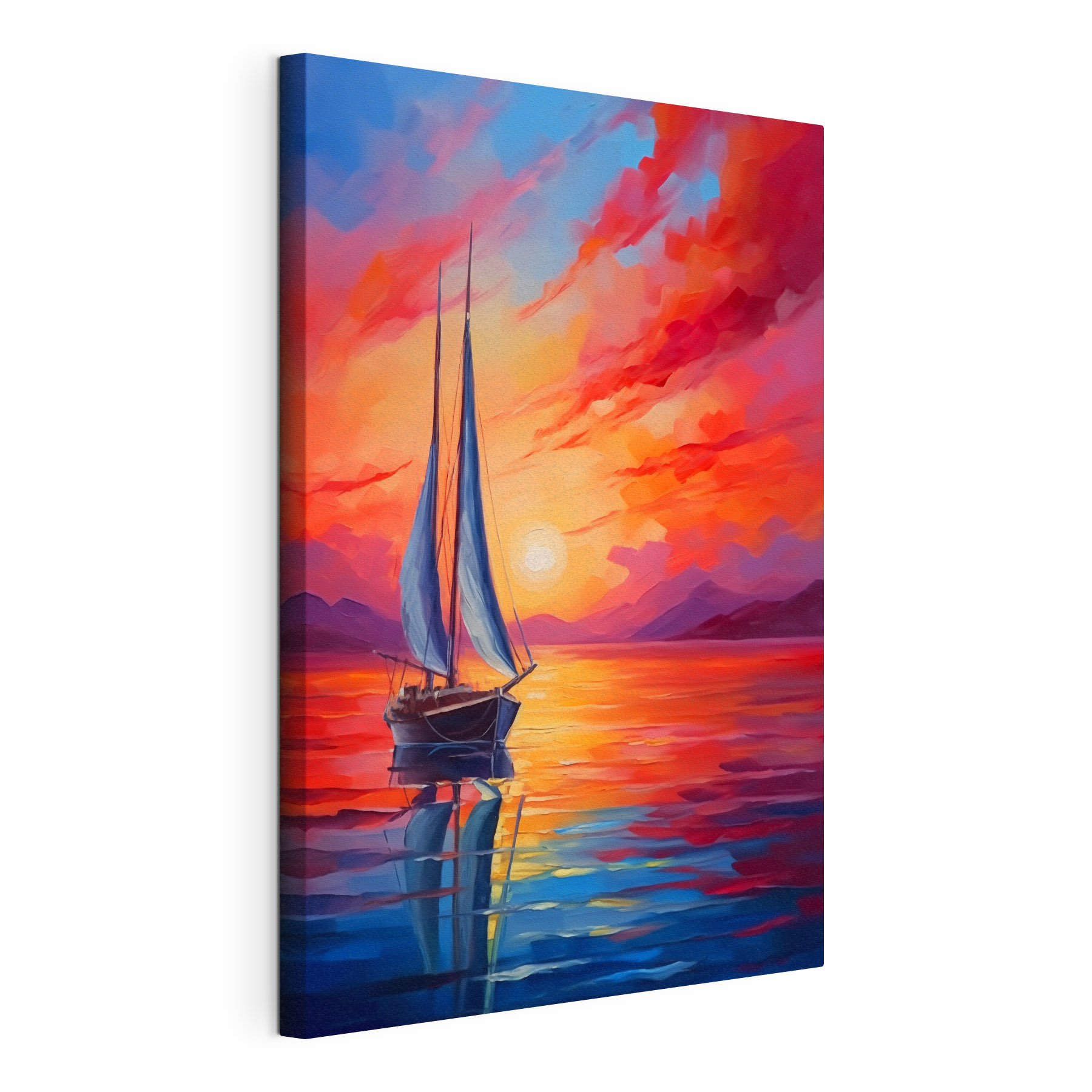 Painting of a sailboat in the water Painting of a sailboat in the water