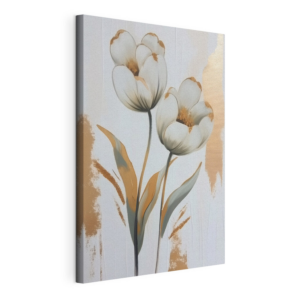 Painting of flowers on a white surface