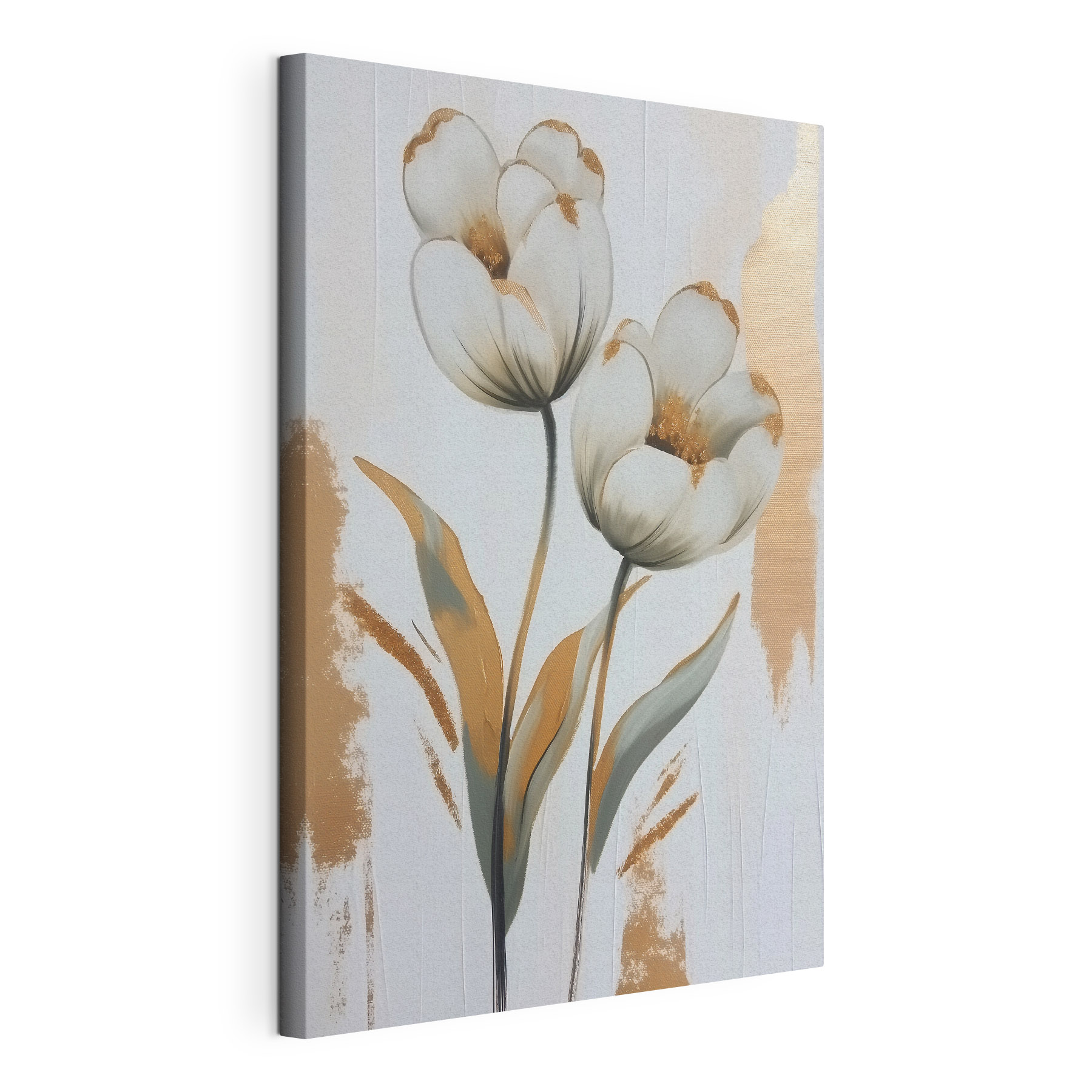 Painting of flowers on a white surface