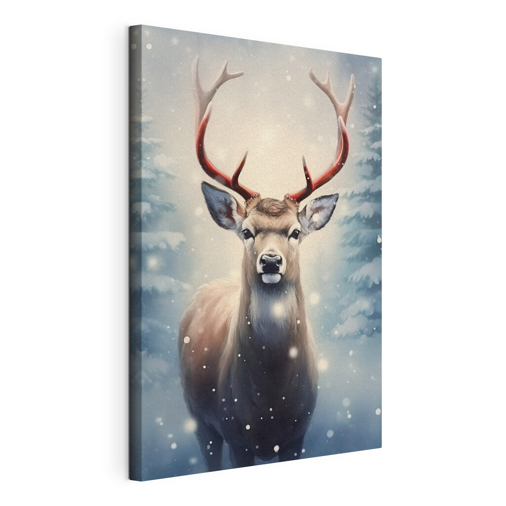 Deer with antlers in a snowy forest Deer with antlers in a snowy forest