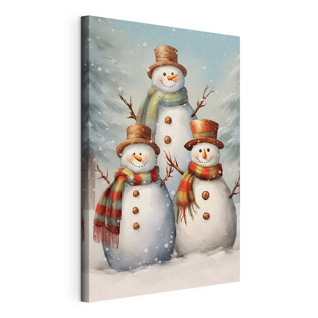 Group of snowmen in a snowy landscape Group of snowmen in a snowy landscape