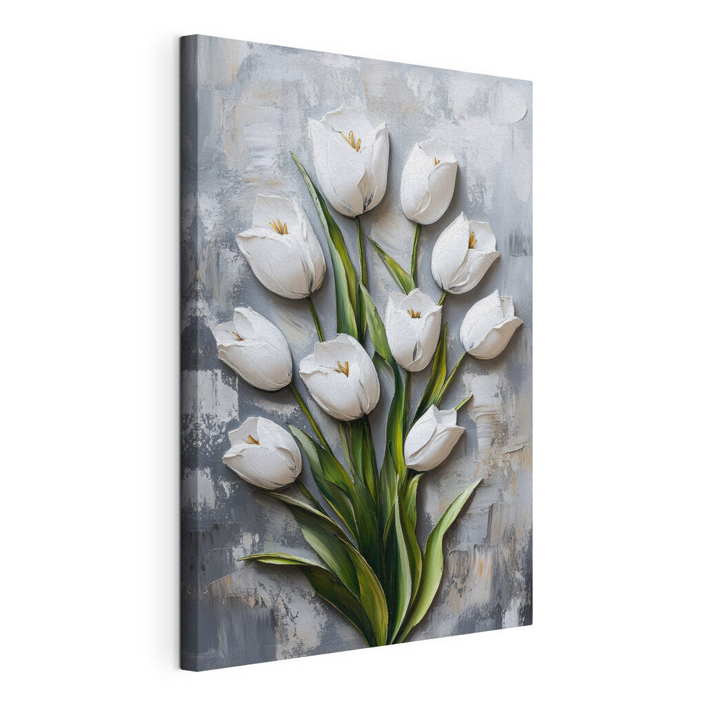 Painting of white tulips Painting of white tulips