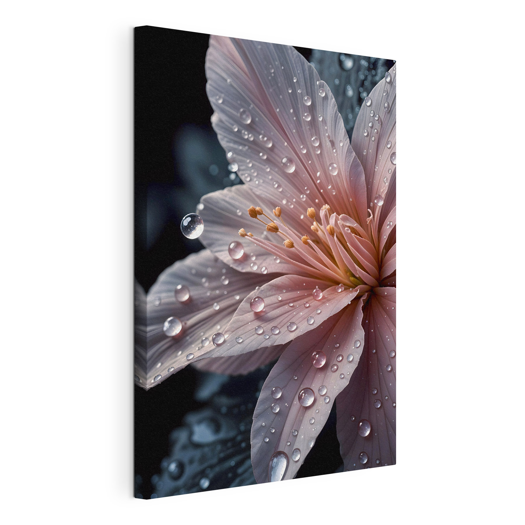 Delicate petals adorned with raindrops
