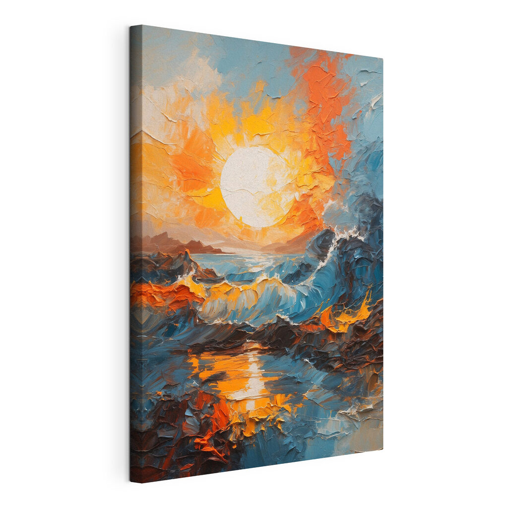 Painting of a sunset over a sea Painting of a sunset over a sea