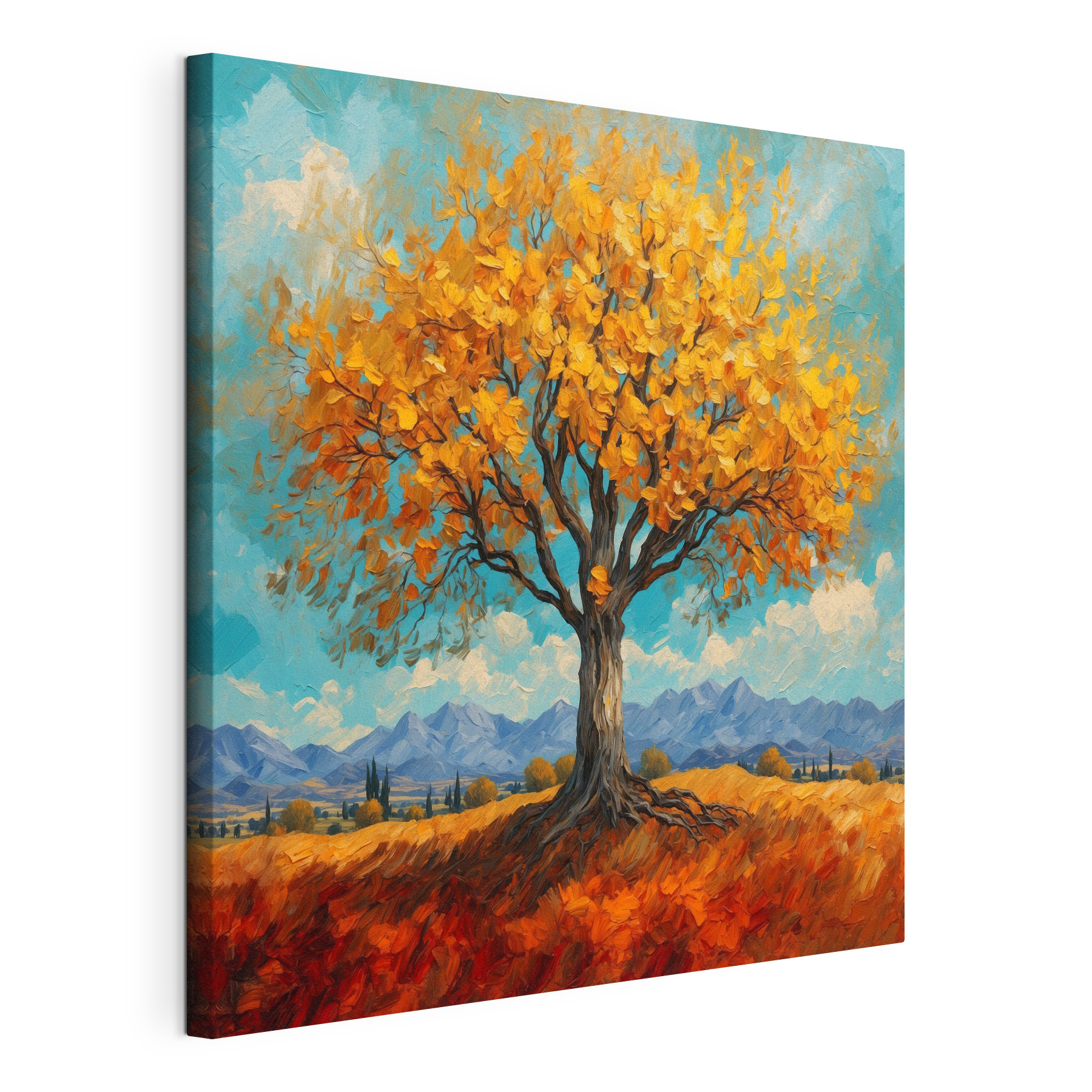 Painting of a tree with yellow leaves Painting of a tree with yellow leaves