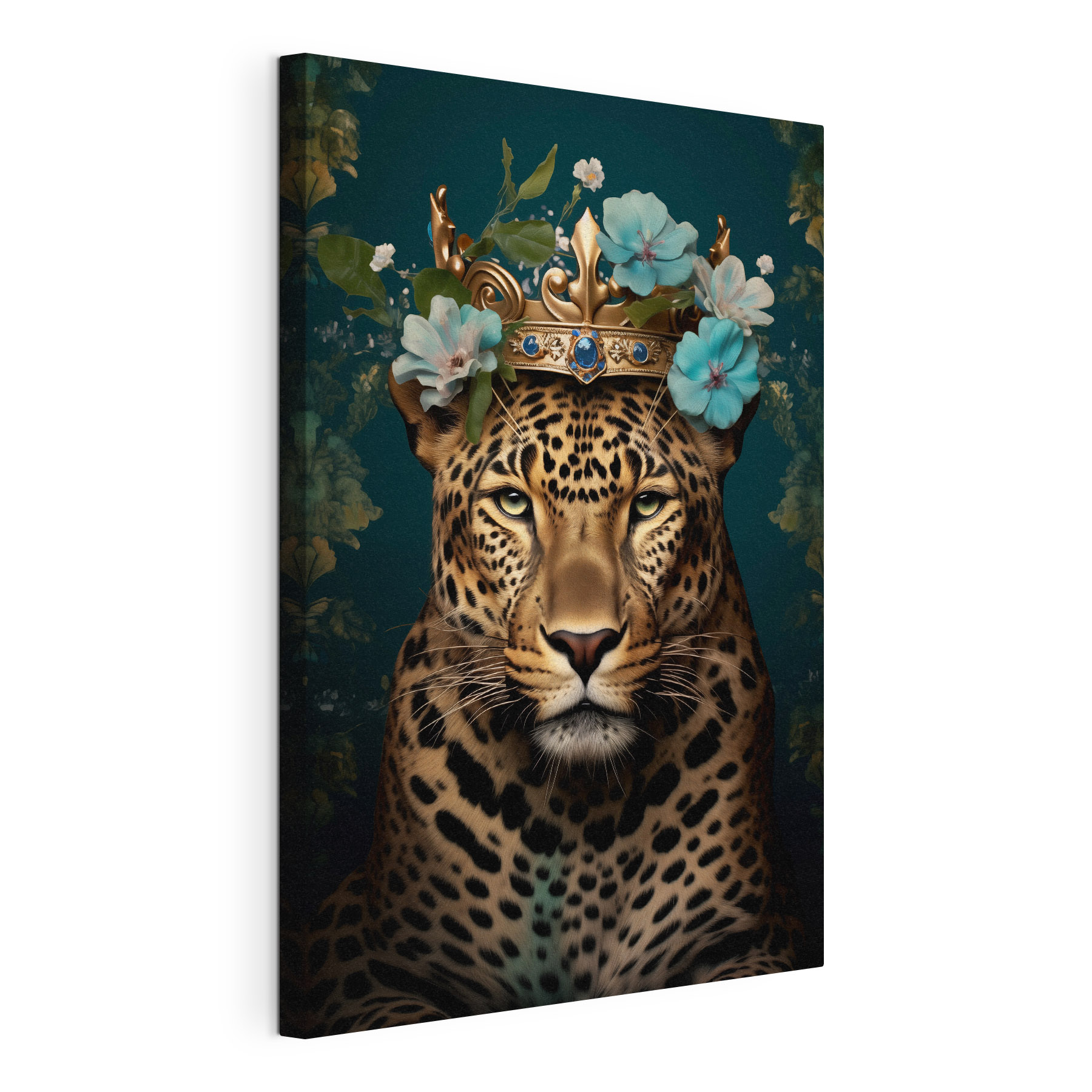Leopard with a crown and flowers Leopard with a crown and flowers
