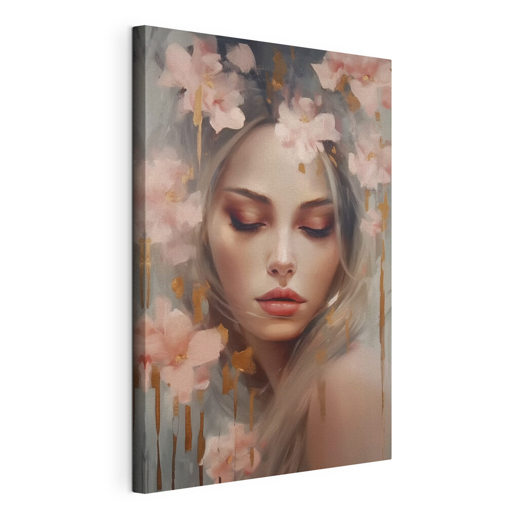 Painting of a woman with flowers in her hair