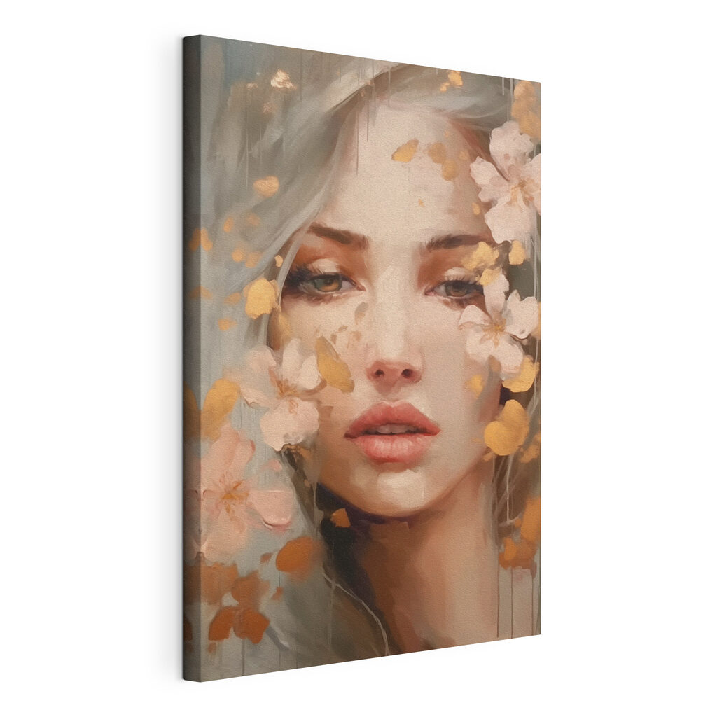 Woman with flowers around her face Woman with flowers around her face