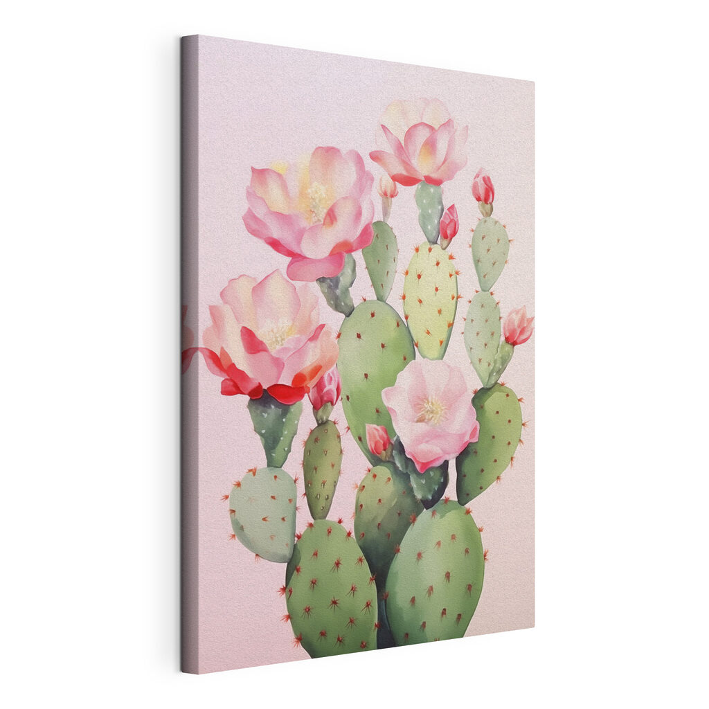 Painting of a cactus with flowers Painting of a cactus with flowers