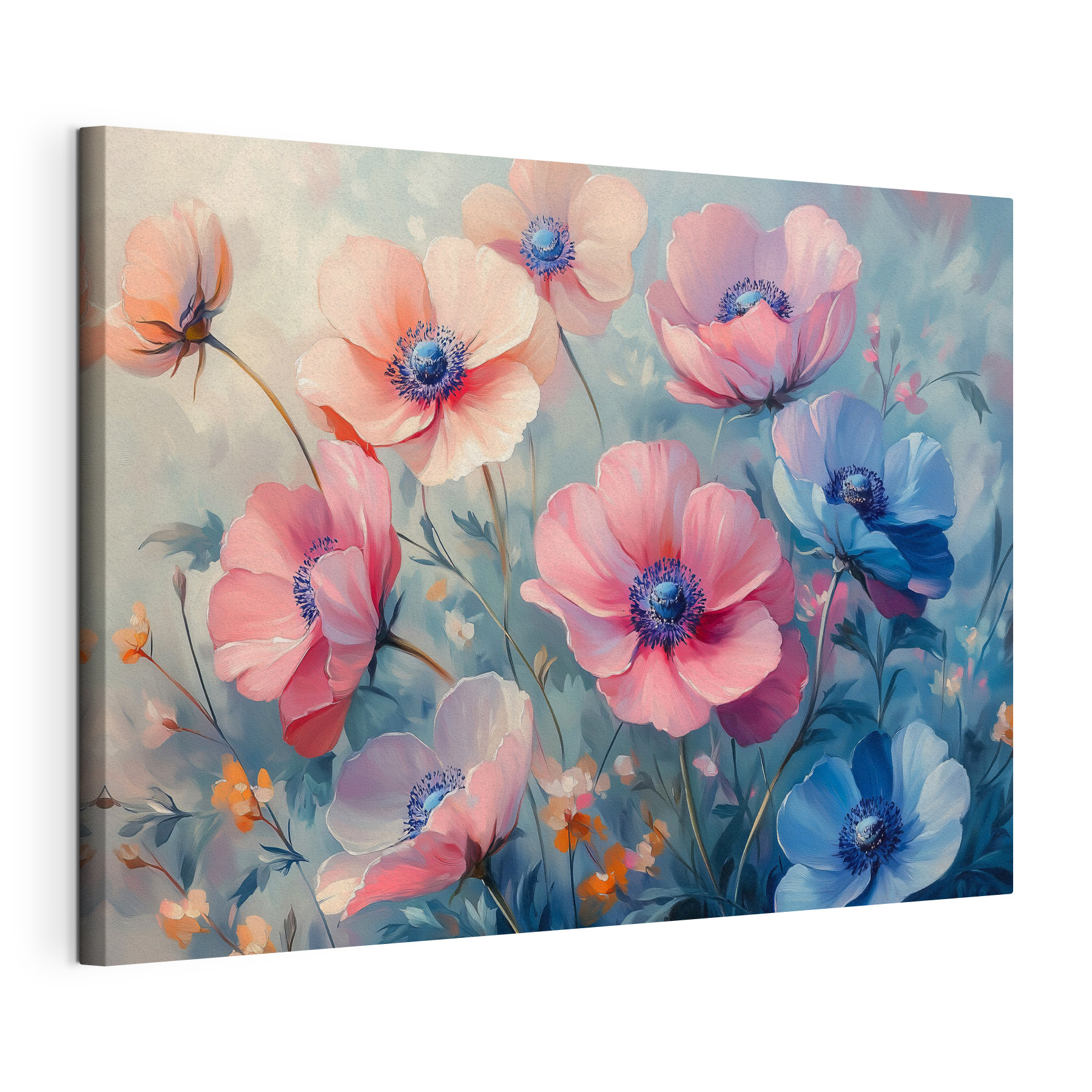 Painting of flowers on a blue background Painting of flowers on a blue background