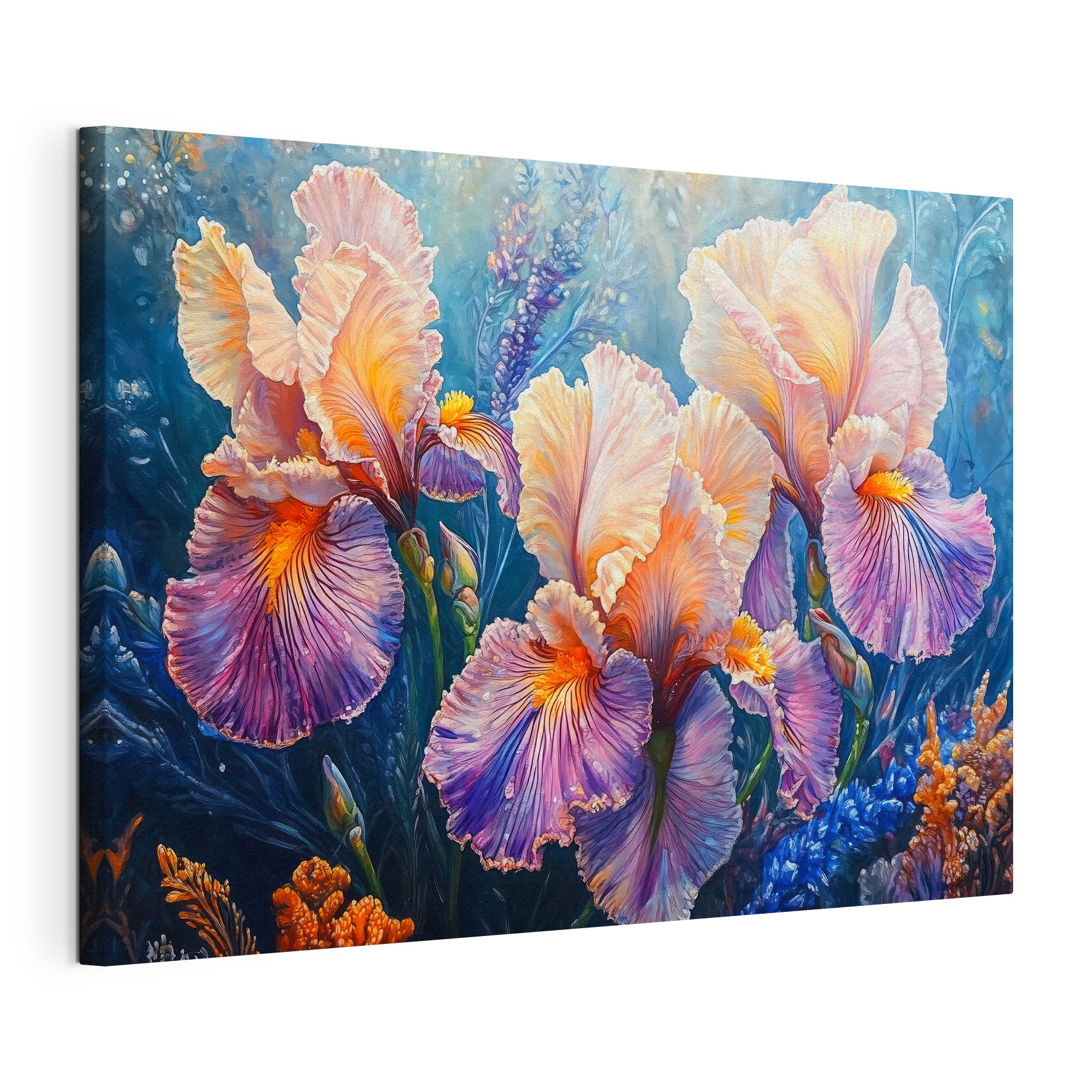 Painting of flowers with yellow and purple petals Painting of flowers with yellow and purple petals
