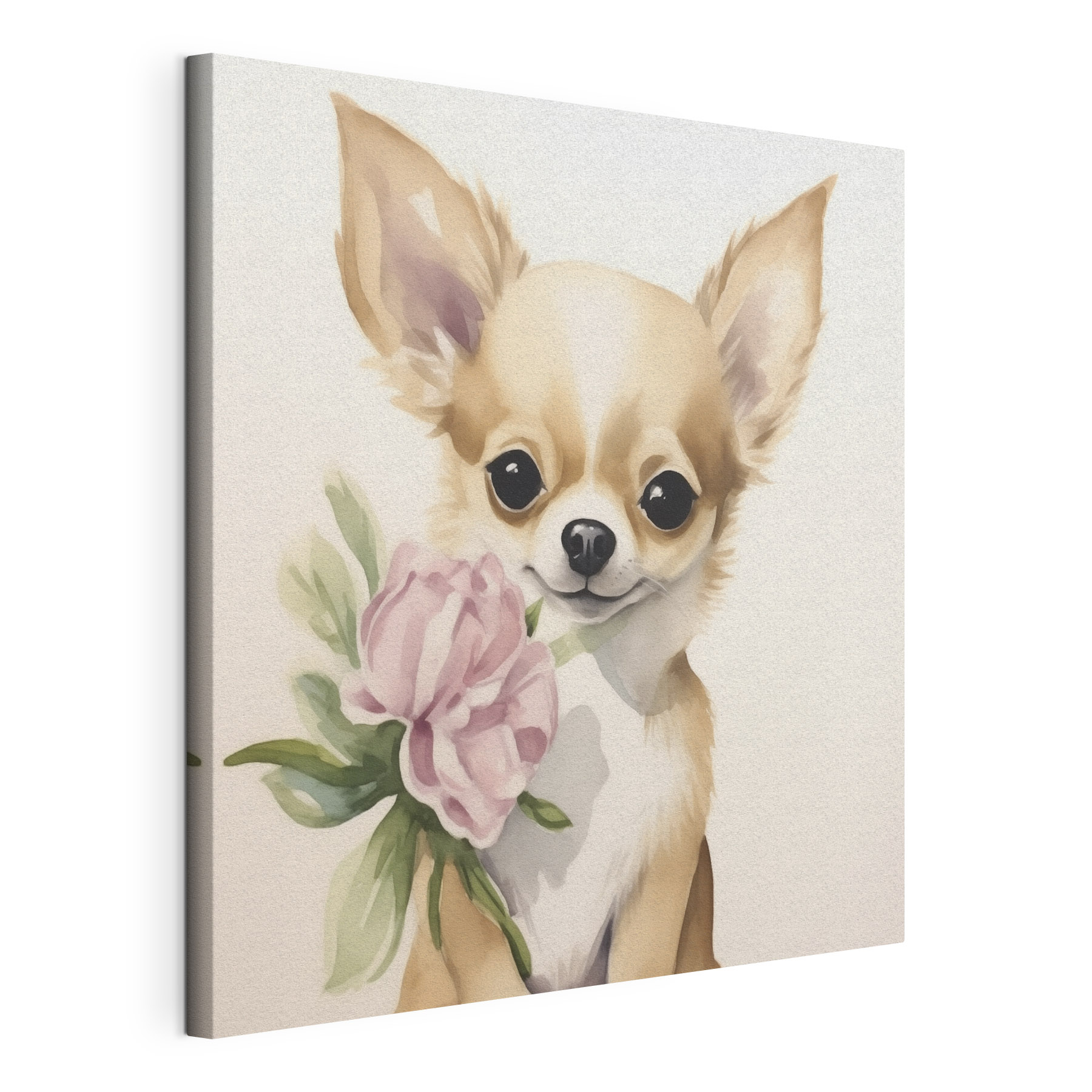 Painting of a dog holding a flower Painting of a dog holding a flower