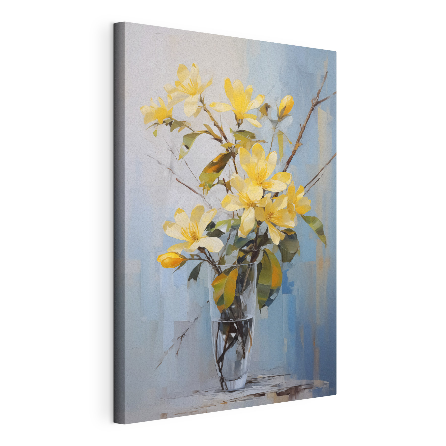 Yellow flowers in a glass vase