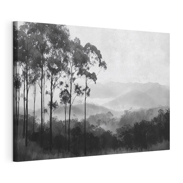 Foresta con alberi e montagne sullo sfondo Quadri Foresta con alberi e montagne sullo sfondo