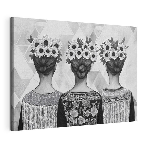 Quadri Gruppo di donne con fiori tra i capelli (COD: s42377) Quadri Quadri Gruppo di donne con fiori tra i capelli (COD: s42377)