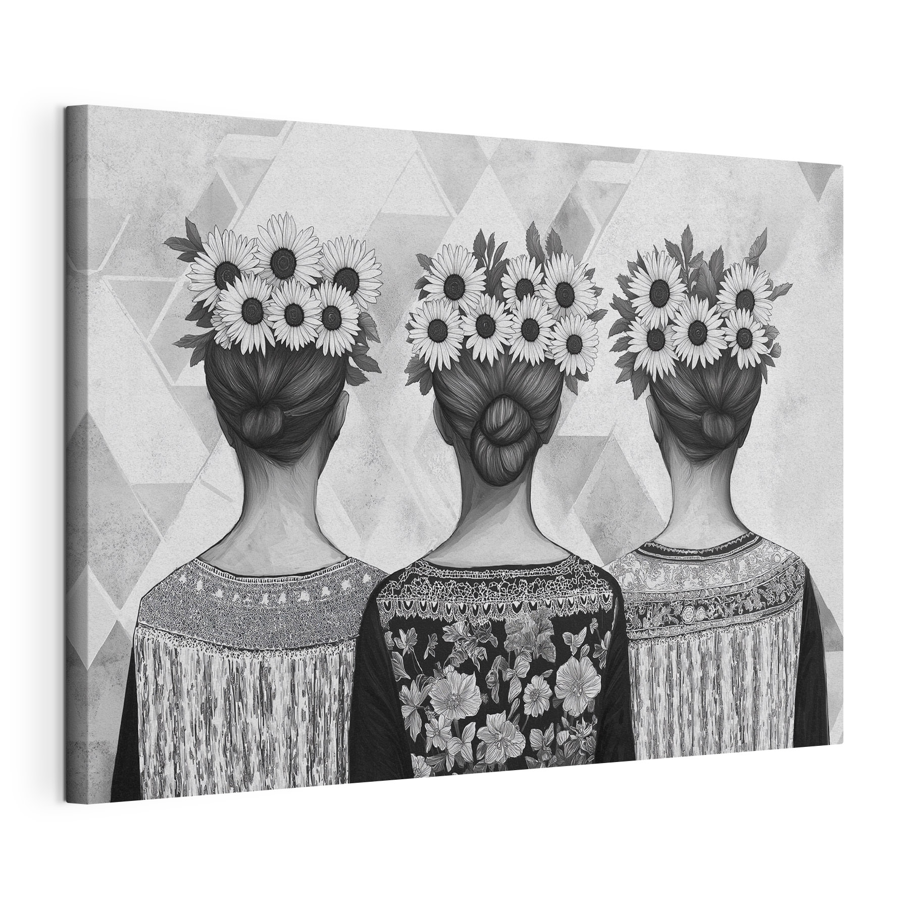 Group of women with flowers in their hair Group of women with flowers in their hair