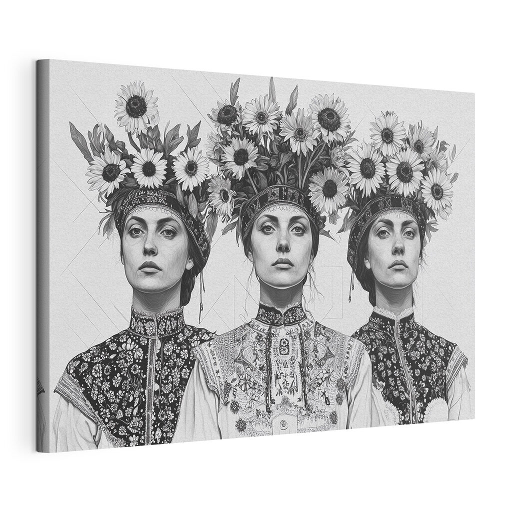 Group of women with flowers on their head Group of women with flowers on their head