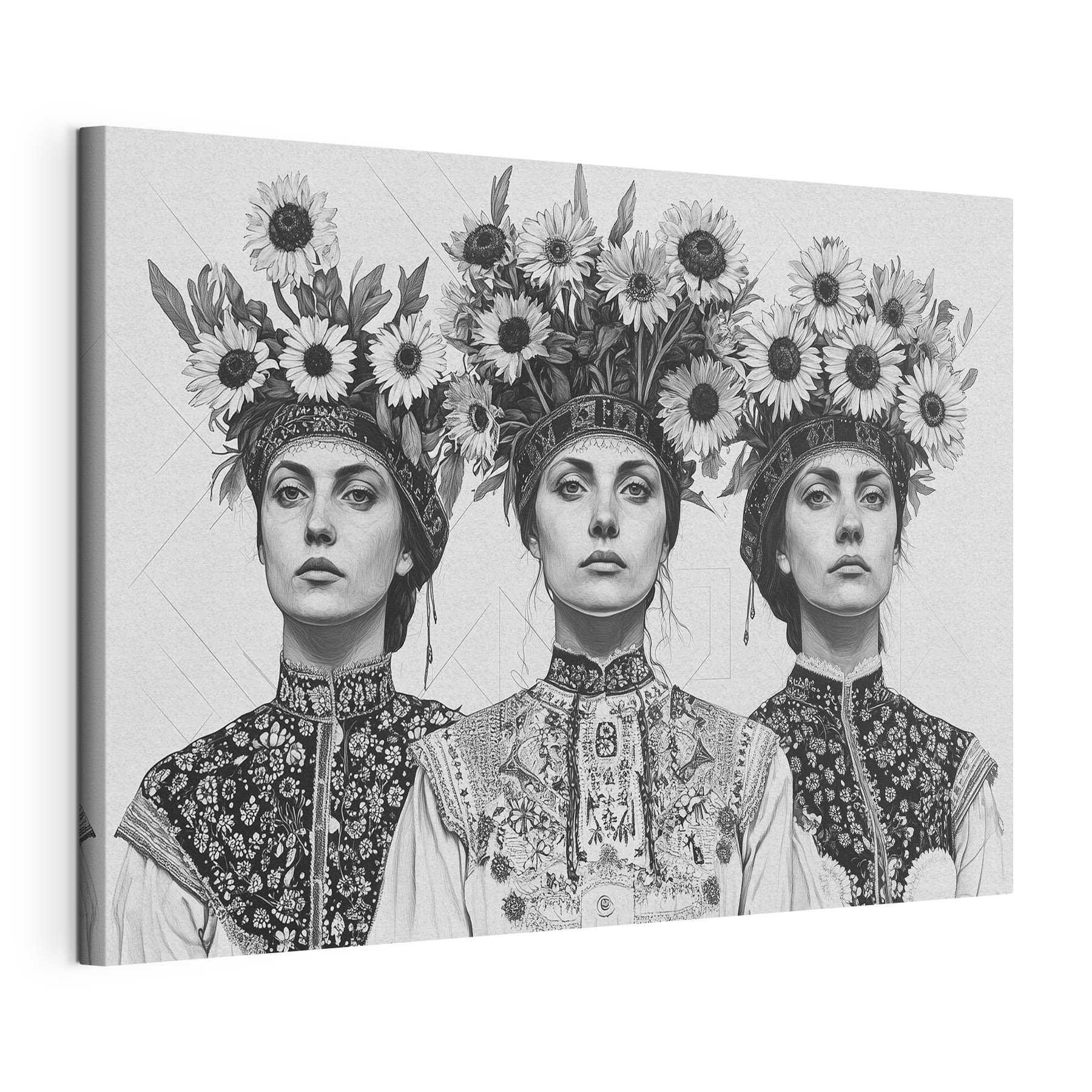 Group of women with flowers on their head Group of women with flowers on their head