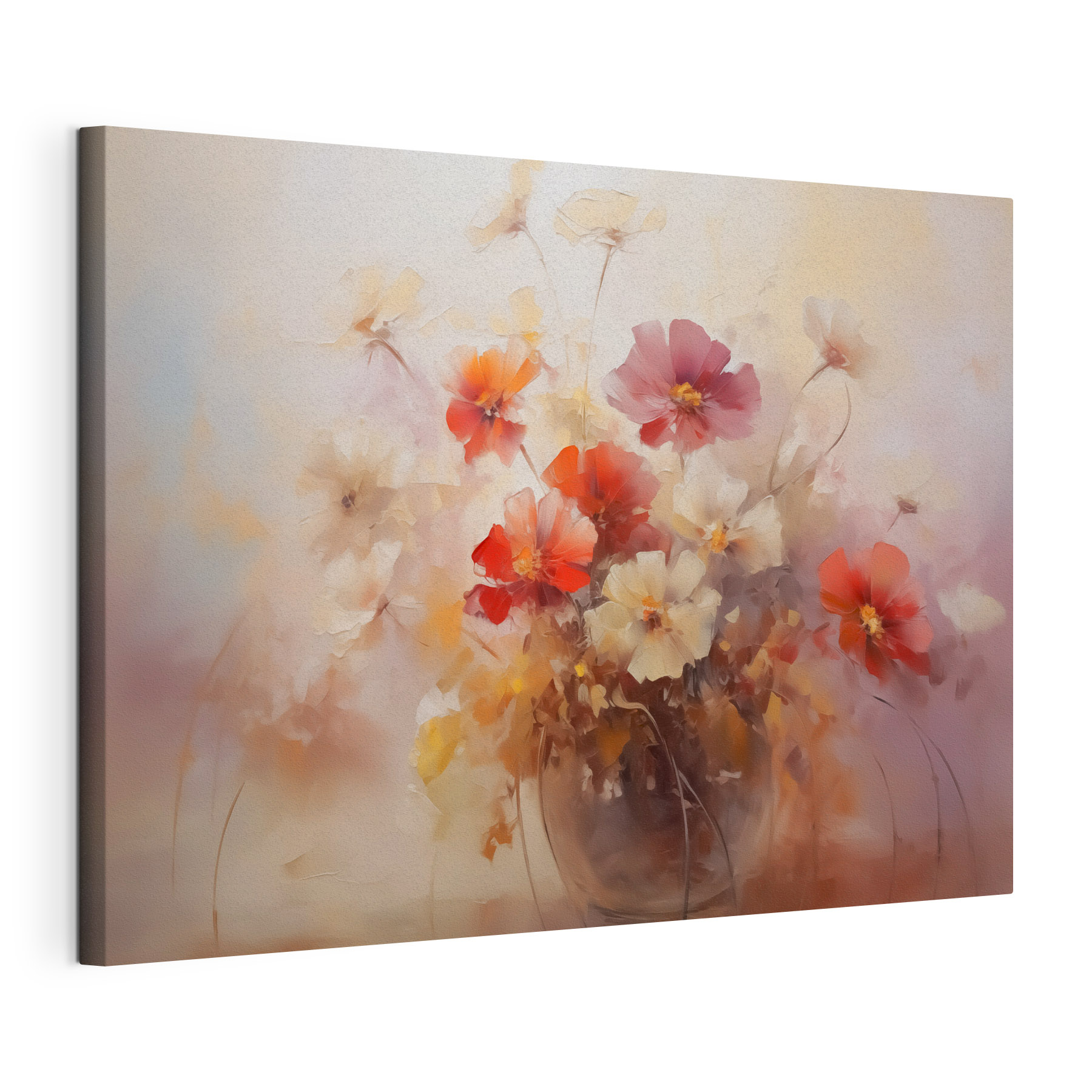 Painting of flowers in a glass vase Painting of flowers in a glass vase