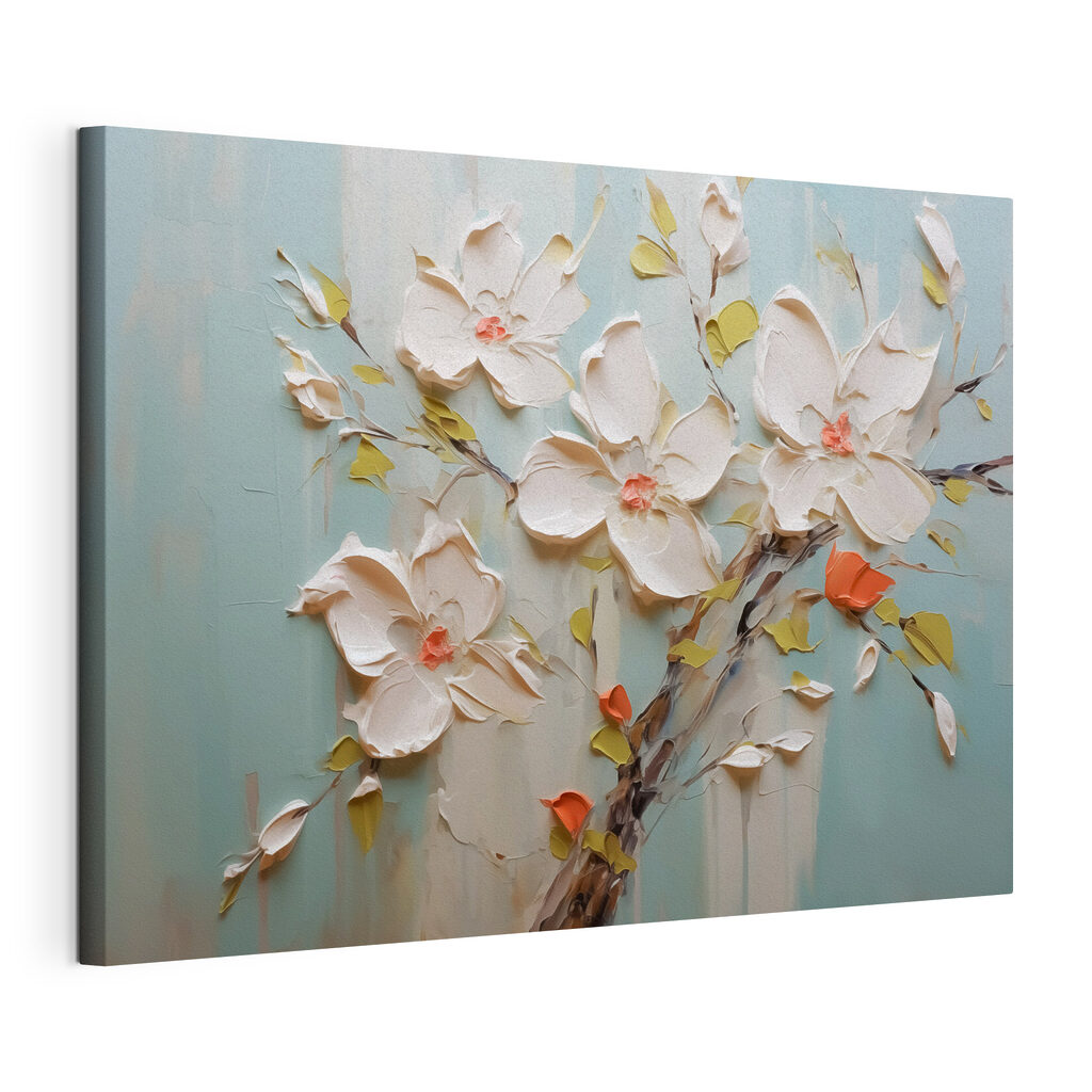 Painting of flowers on a blue background Painting of flowers on a blue background