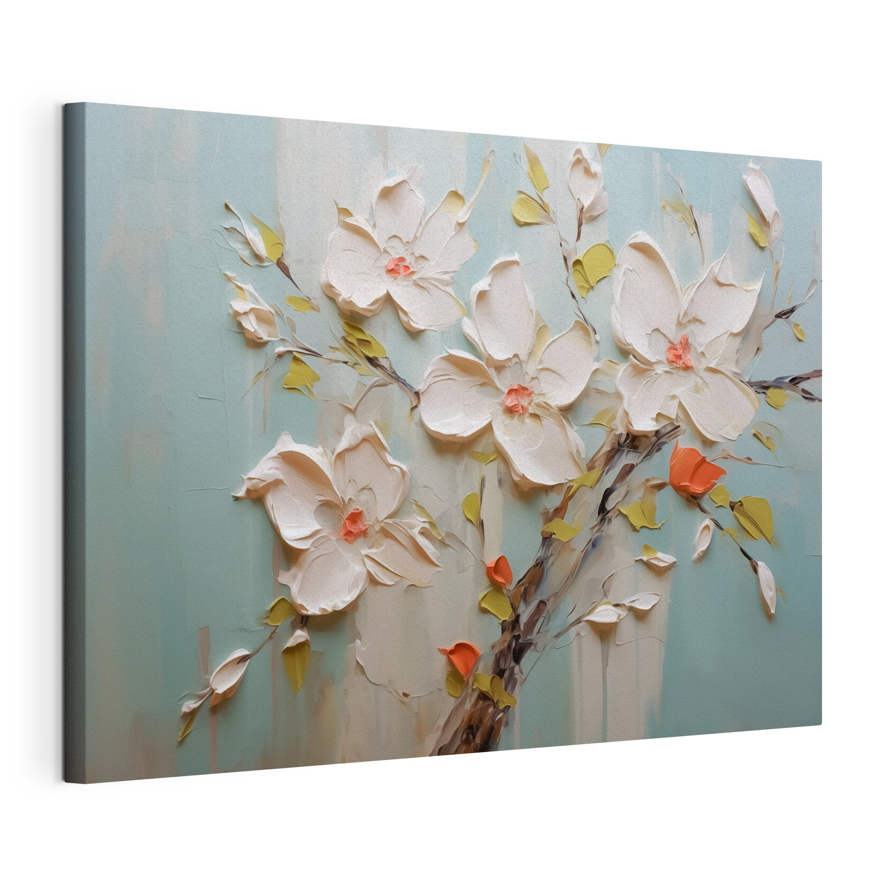 Painting of flowers on a blue background Painting of flowers on a blue background