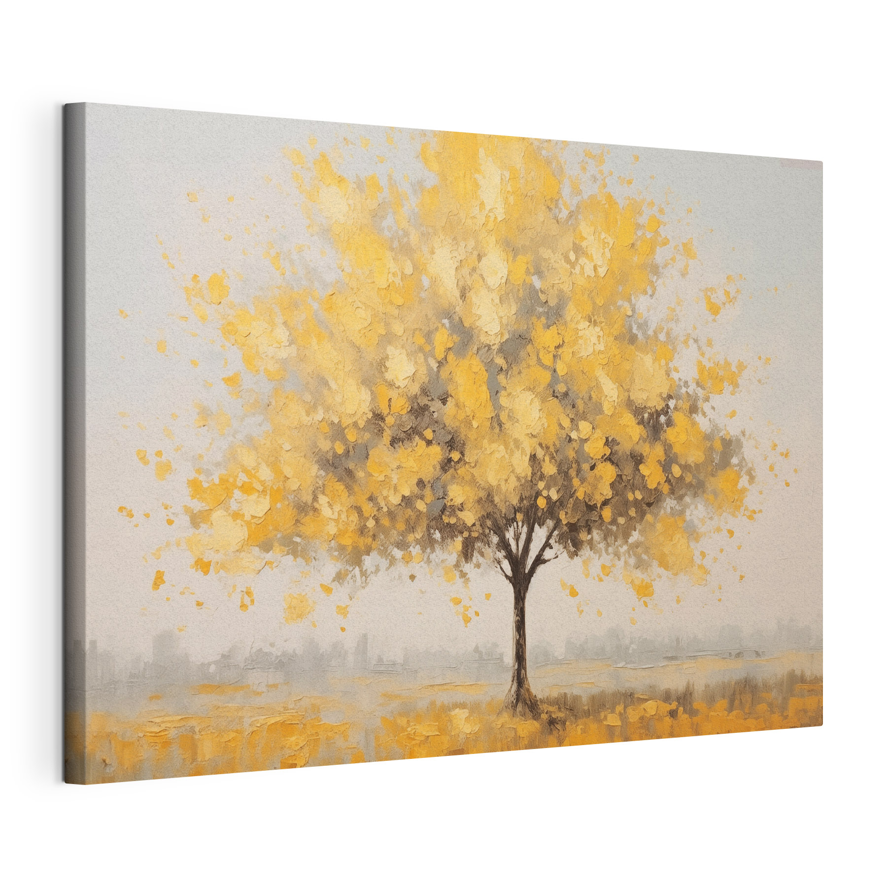 Painting of a tree with yellow leaves Painting of a tree with yellow leaves