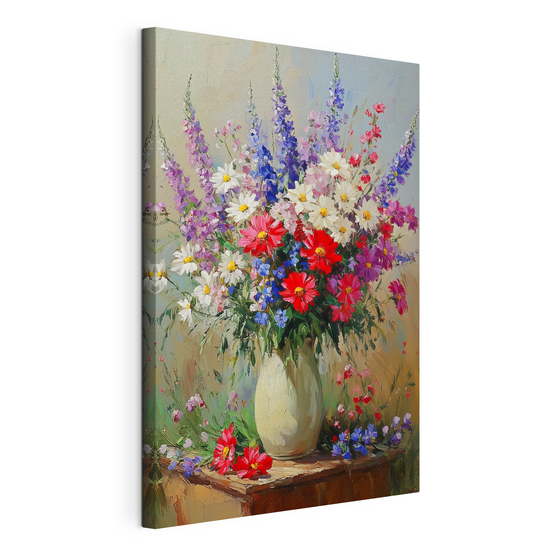Painting of a vase of flowers Painting of a vase of flowers