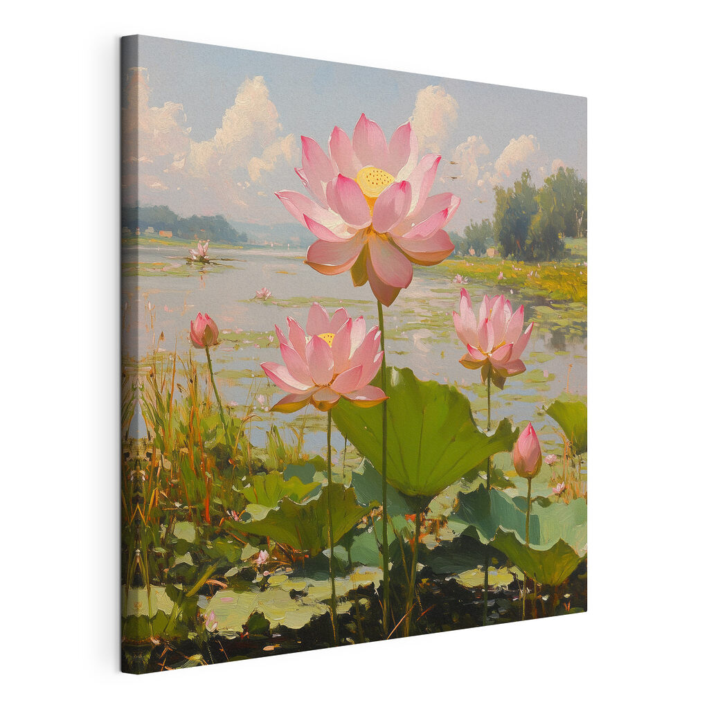 Pink flowers on a lake Pink flowers on a lake