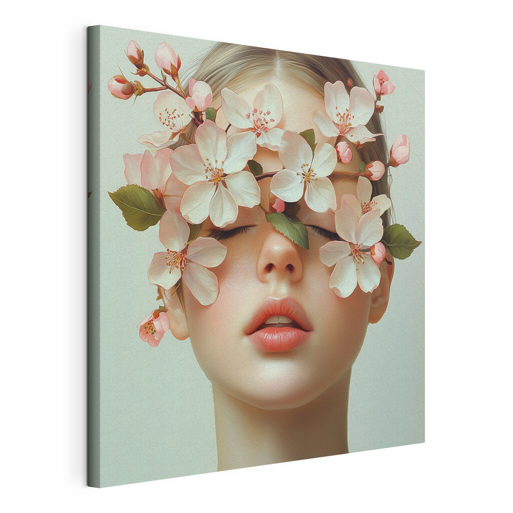 Woman with flowers on her face Woman with flowers on her face