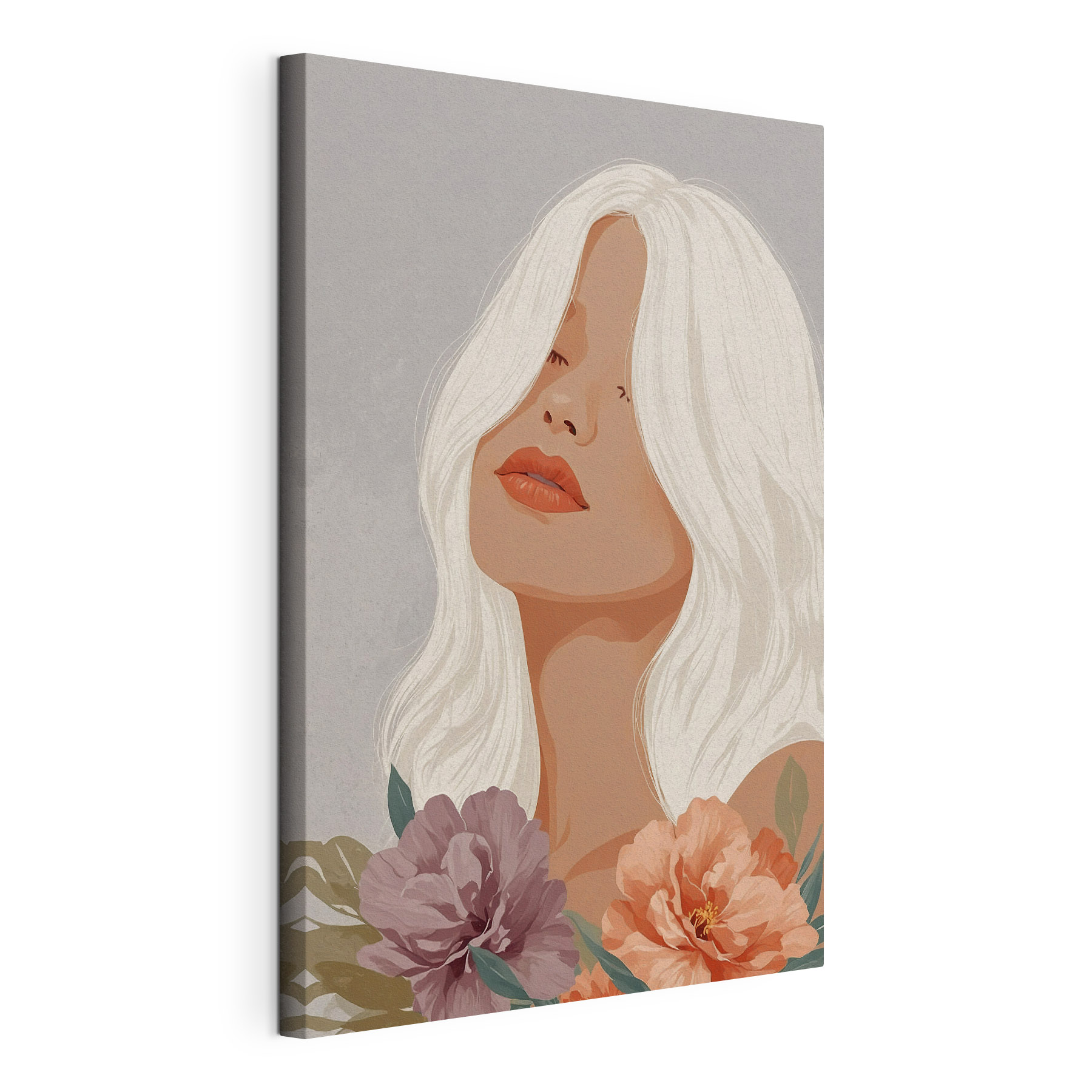 Woman with long white hair and flowers Woman with long white hair and flowers