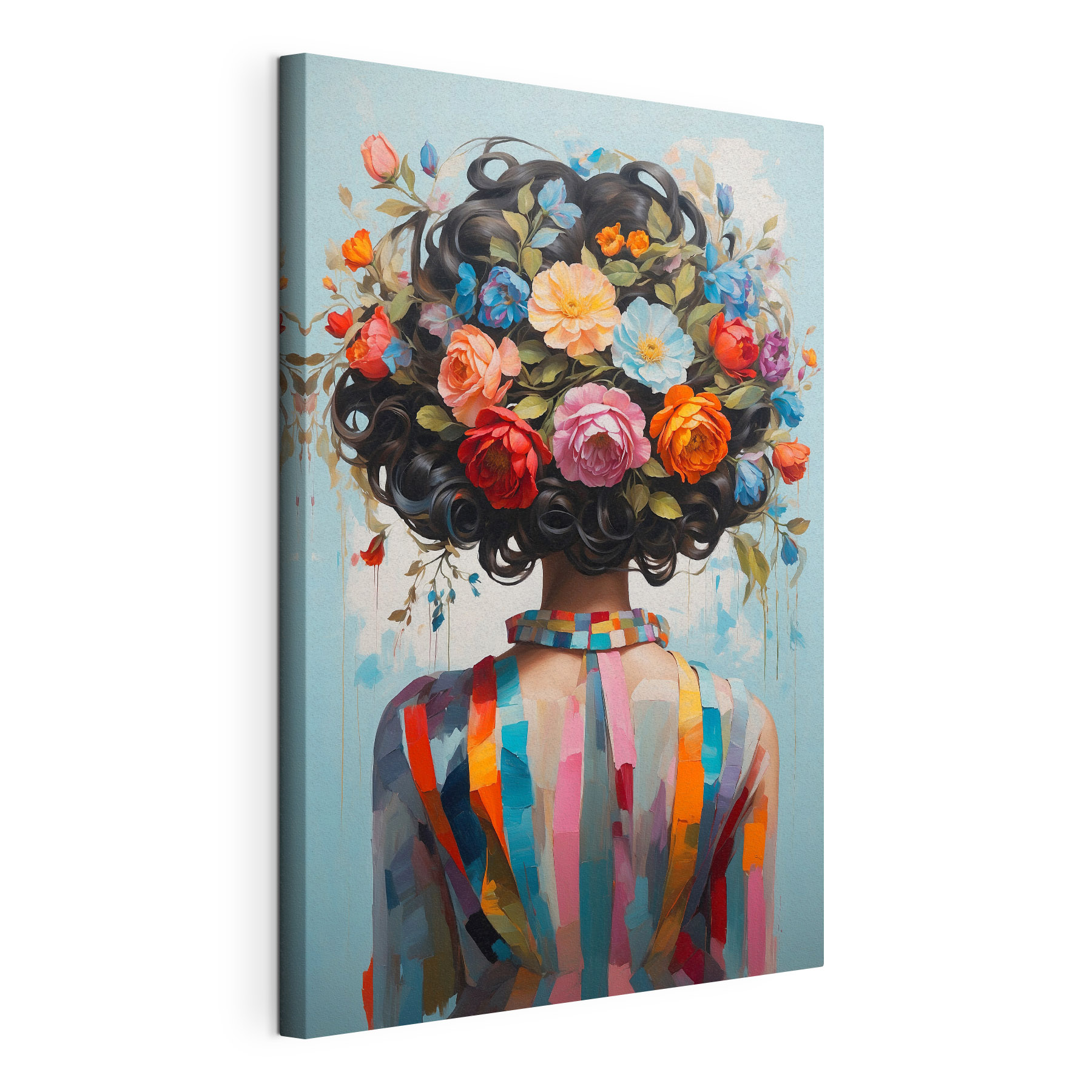 Painting of a woman with flowers on her head Painting of a woman with flowers on her head
