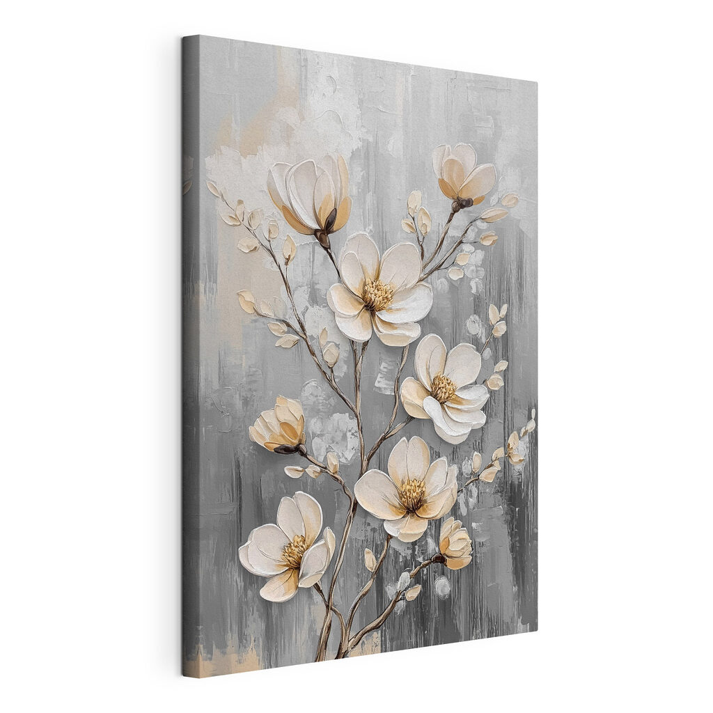 Painting of flowers on a grey background