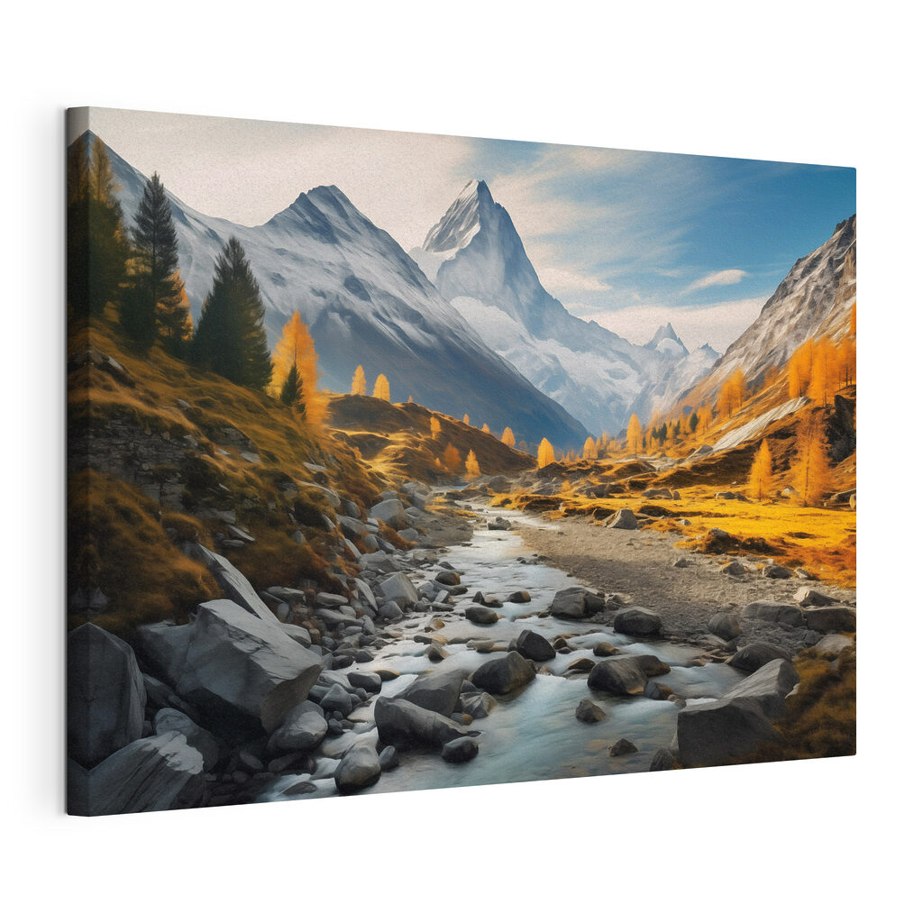 River running through a valley with mountains in the background