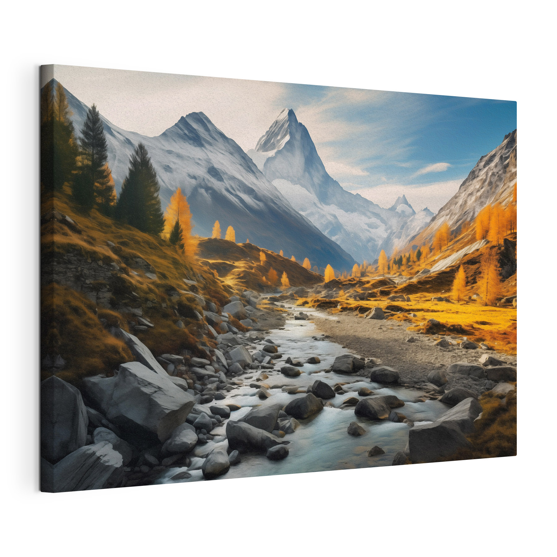 River running through a valley with mountains in the background
