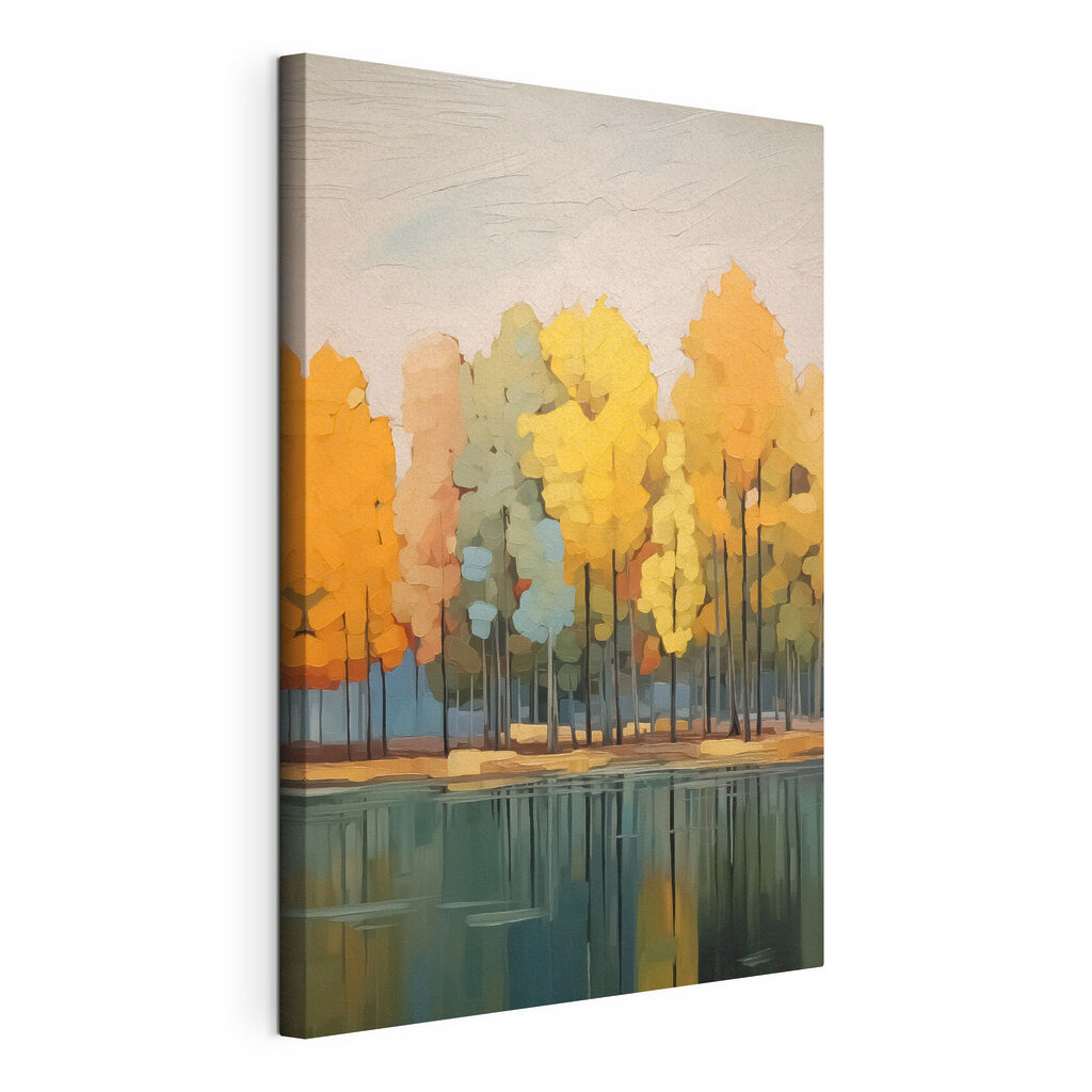 Painting of trees by water Painting of trees by water