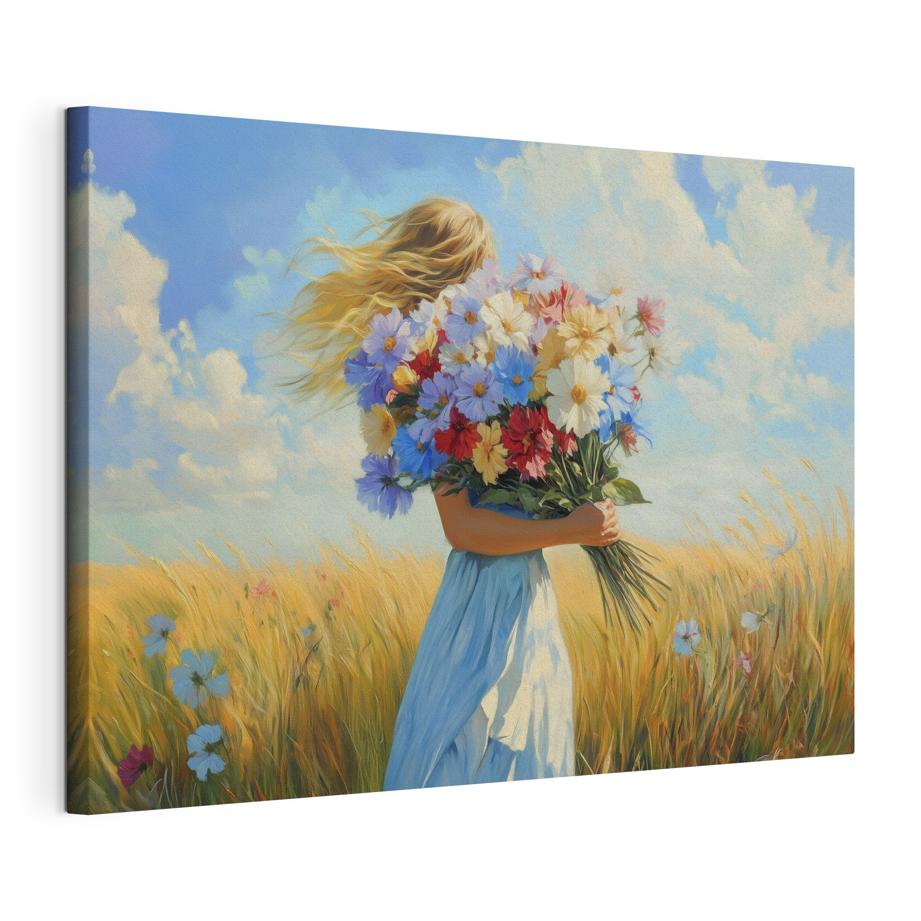 Woman holding a bouquet of flowers Woman holding a bouquet of flowers