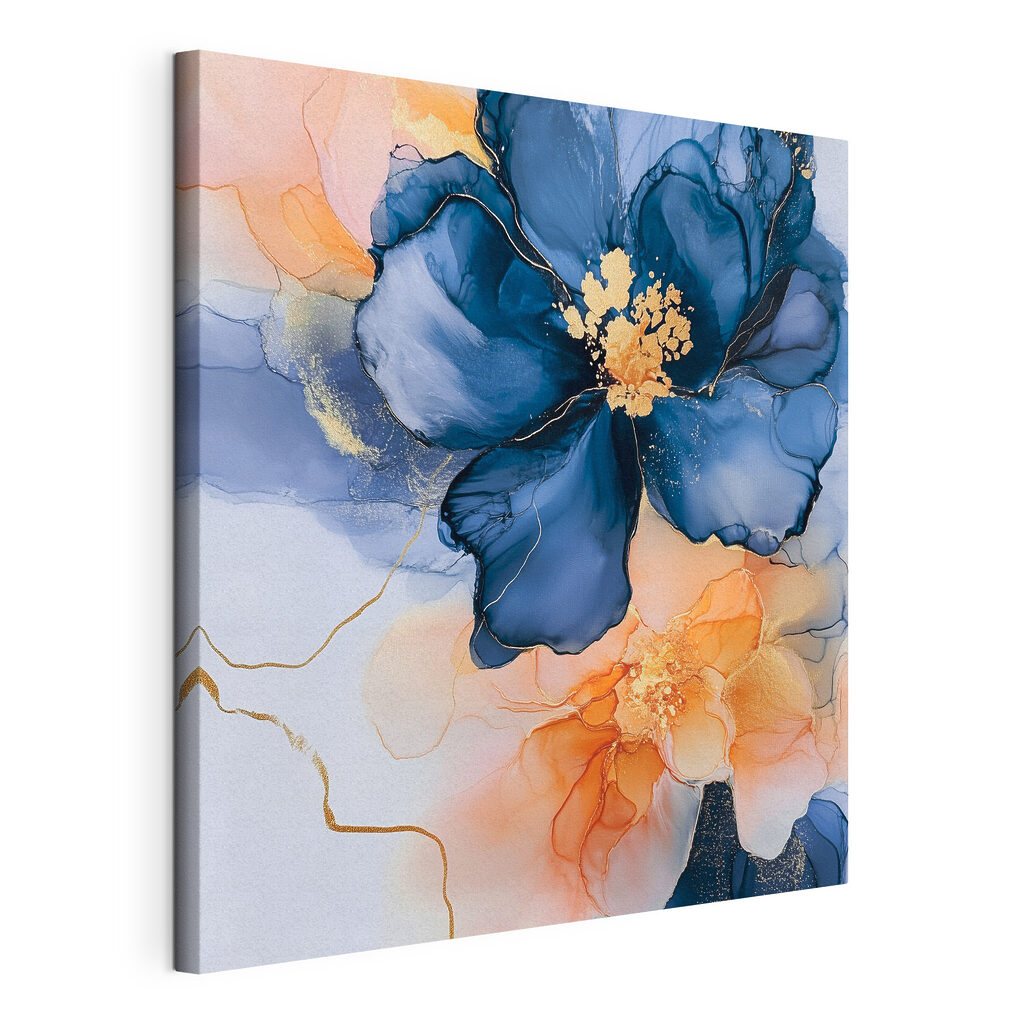Painting of blue and orange flowers Painting of blue and orange flowers
