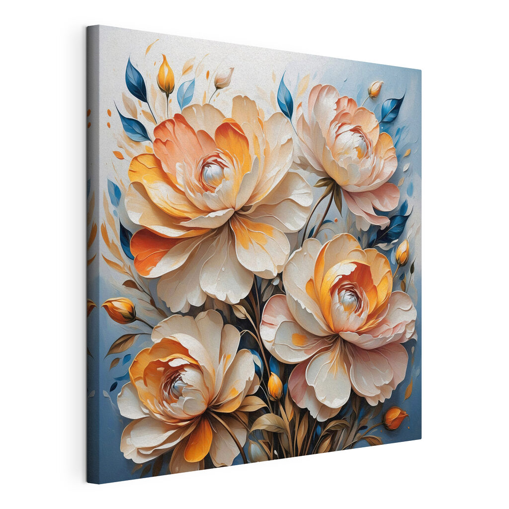 Painting of flowers on a blue background Painting of flowers on a blue background