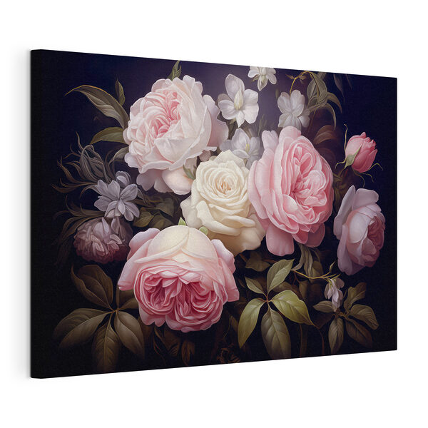 Quadri Quadri Mazzo di rose rosa e bianche (COD: s42721)