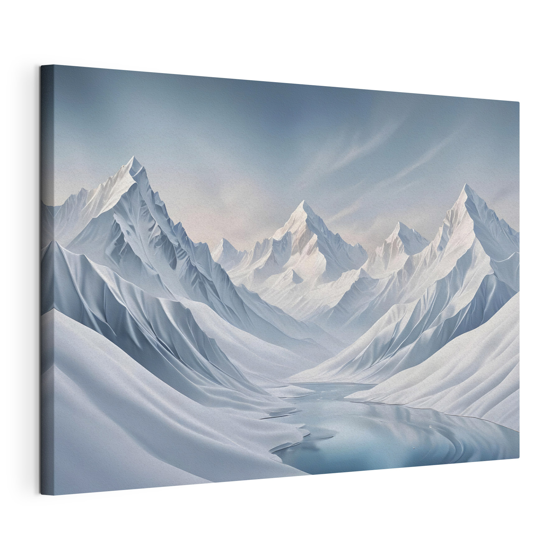 Snowy mountain range with a lake Snowy mountain range with a lake