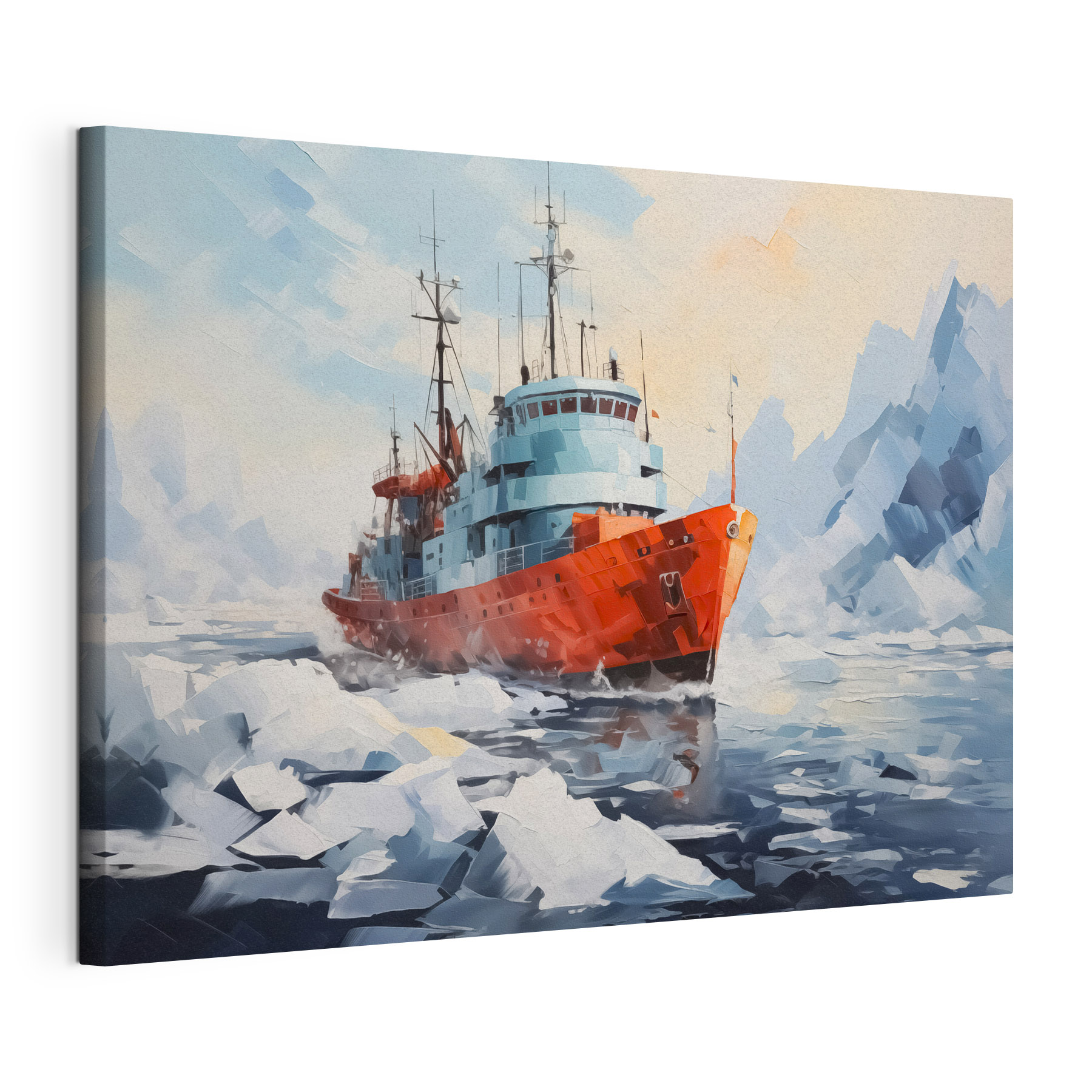 Painting of a ship in the water
